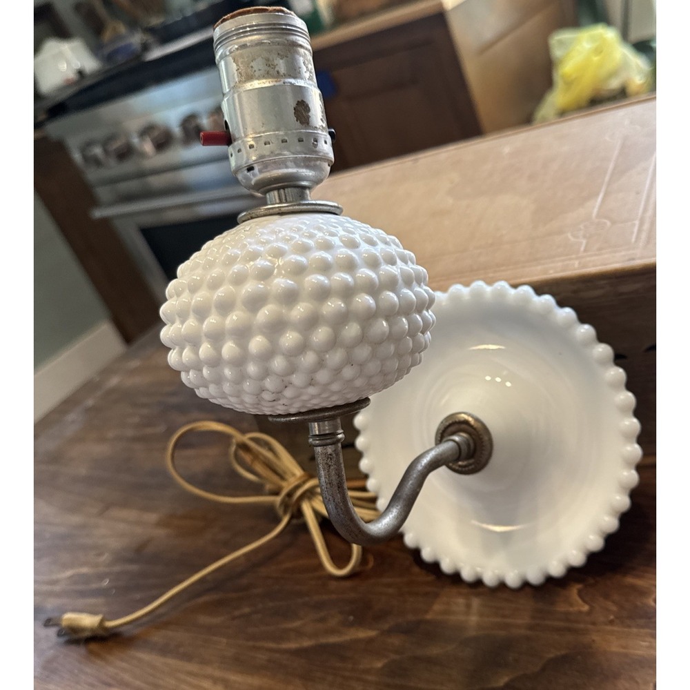 Vintage Milk Glass Hobnail Wall Scone Works
